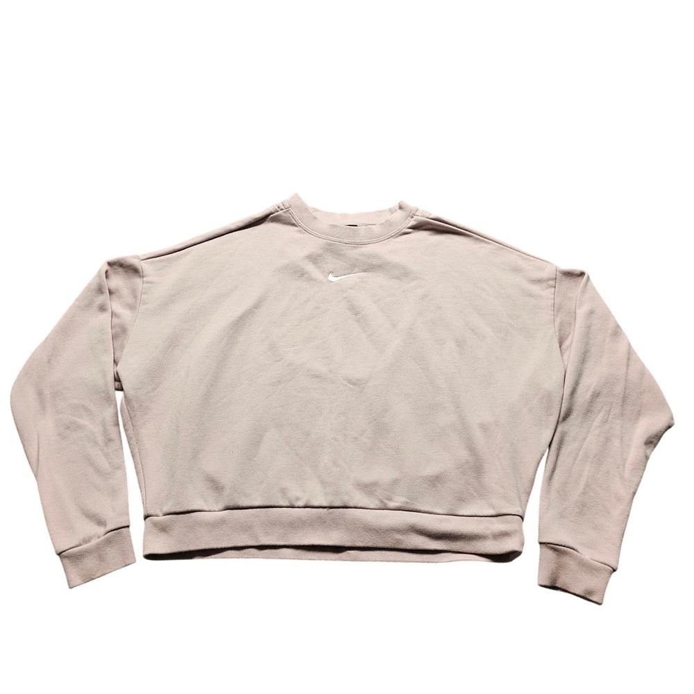 Nike Dri-FIT Cropped Sweatshirt Womens XL Pink Oversized Crewneck Gym Workout